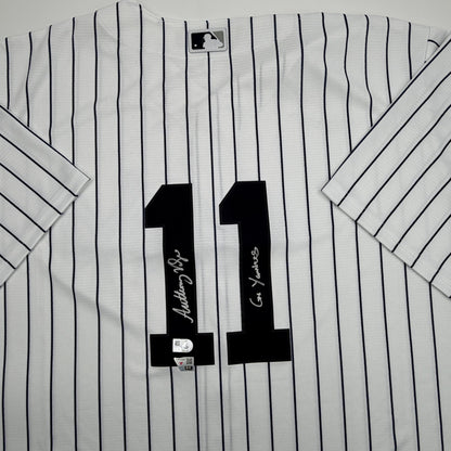 Autographed/Signed Anthony Volpe New York Yankees Pinstripe Authentic Baseball Jersey Fanatics & MLB COA