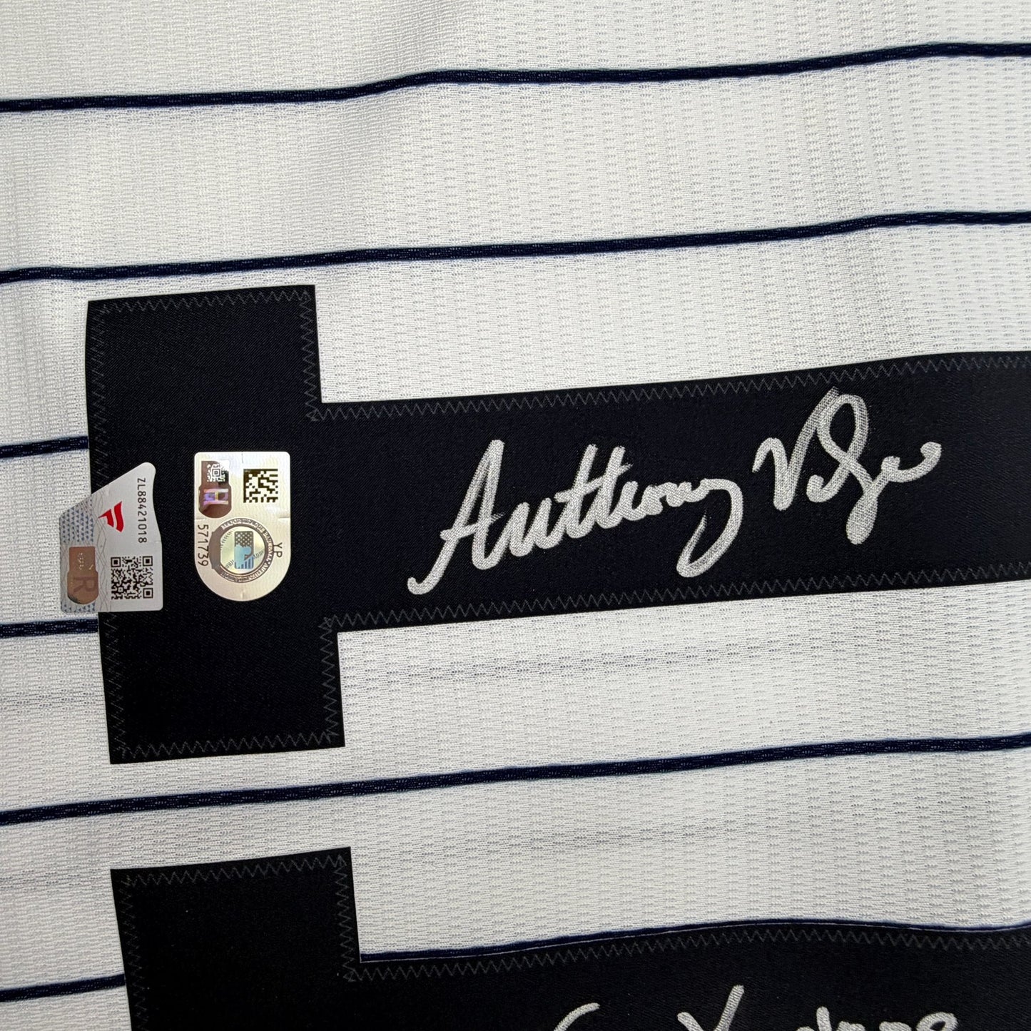 Autographed/Signed Anthony Volpe New York Yankees Pinstripe Authentic Baseball Jersey Fanatics & MLB COA