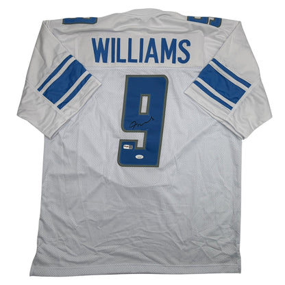 Autographed/Signed Jameson Williams Detroit White Football Jersey JSA COA