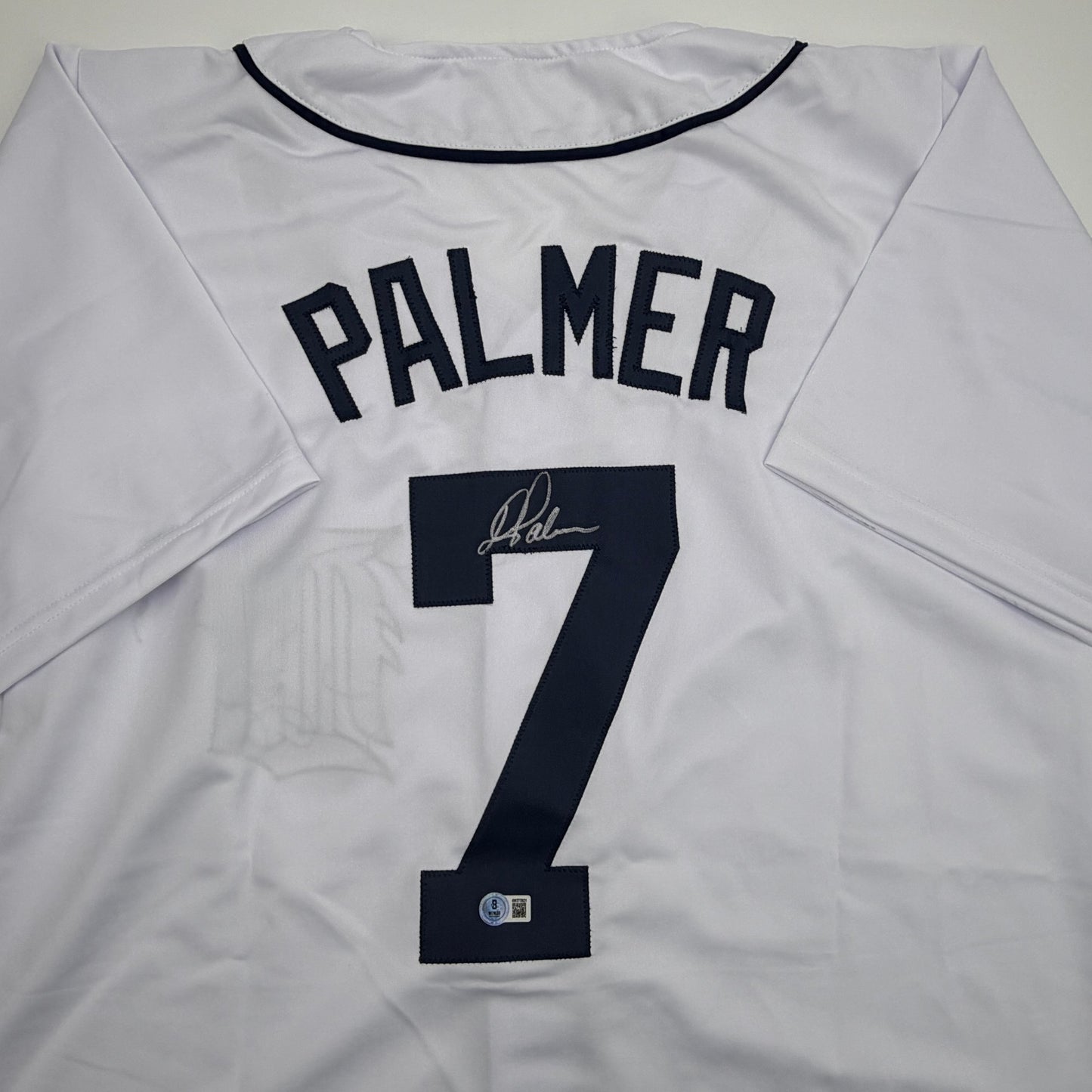 Autographed/Signed Dean Palmer Detroit White Baseball Jersey Beckett BAS COA