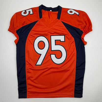 Autographed/Signed Derek Wolfe Denver Orange Pro Cut Football Jersey Beckett BAS COA