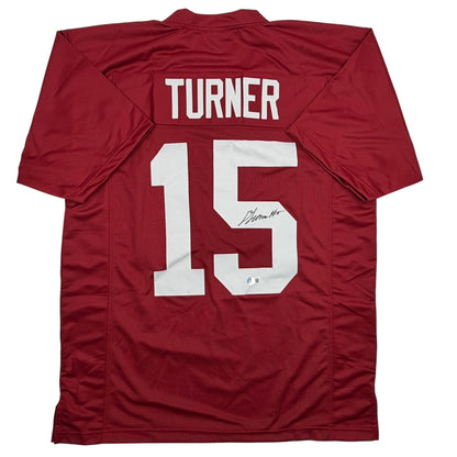 Autographed/Signed Dallas Turner Alabama Red College Football Jersey Beckett BAS COA