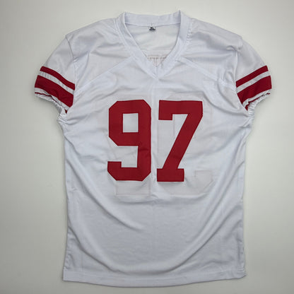 Autographed/Signed Dexter Lawrence II New York White Pro Cut Football Jersey Beckett BAS COA
