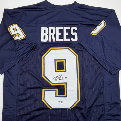 Autographed/Signed Drew Brees Los Angeles San Diego Navy Blue Football Jersey Beckett BAS COA