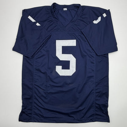 Autographed/Signed Terry Hanratty Notre Dame Blue College Football Jersey JSA COA