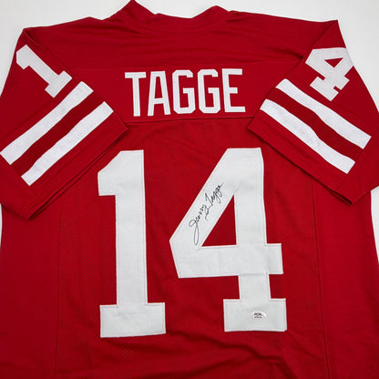 Autographed/Signed Jerry Tagge Nebraska Red College Football Jersey PSA/DNA COA