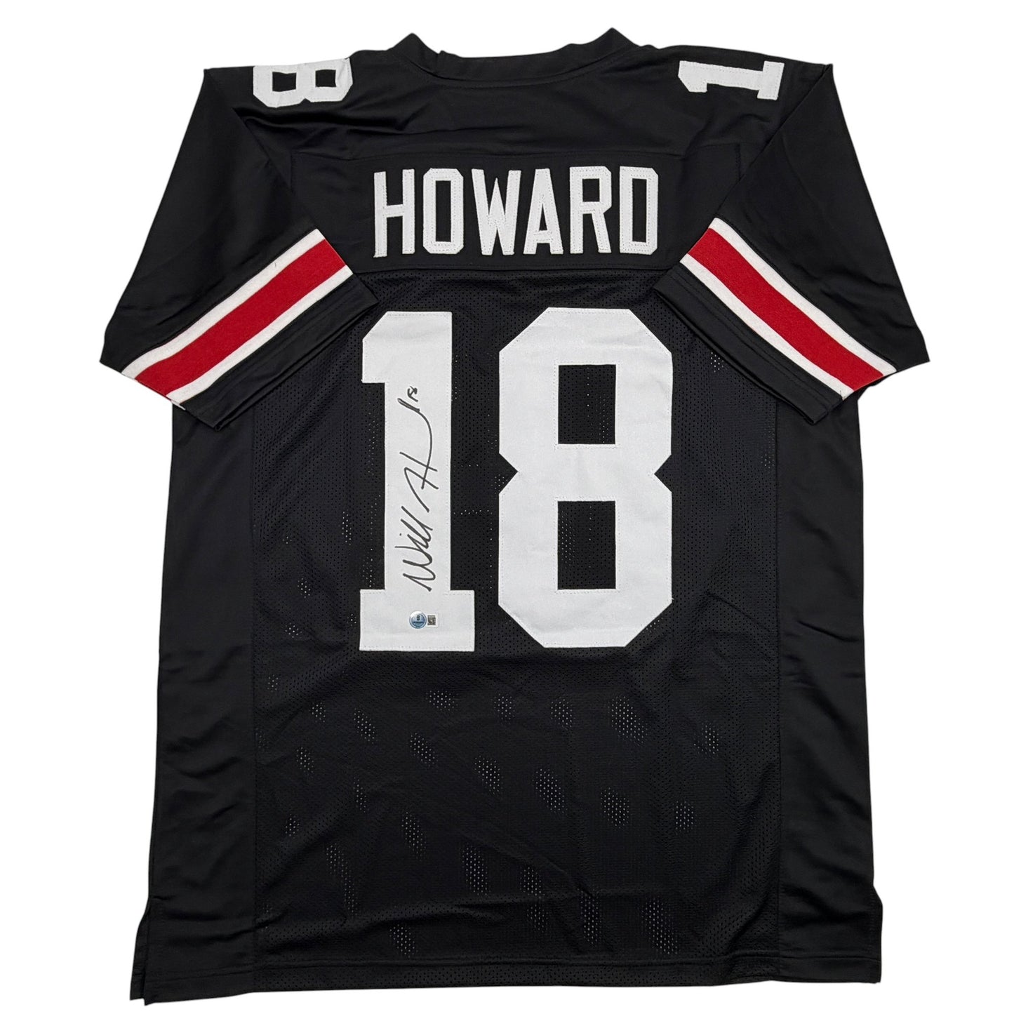 Autographed/Signed Will Howard Ohio State Black College Football Jersey Beckett BAS COA