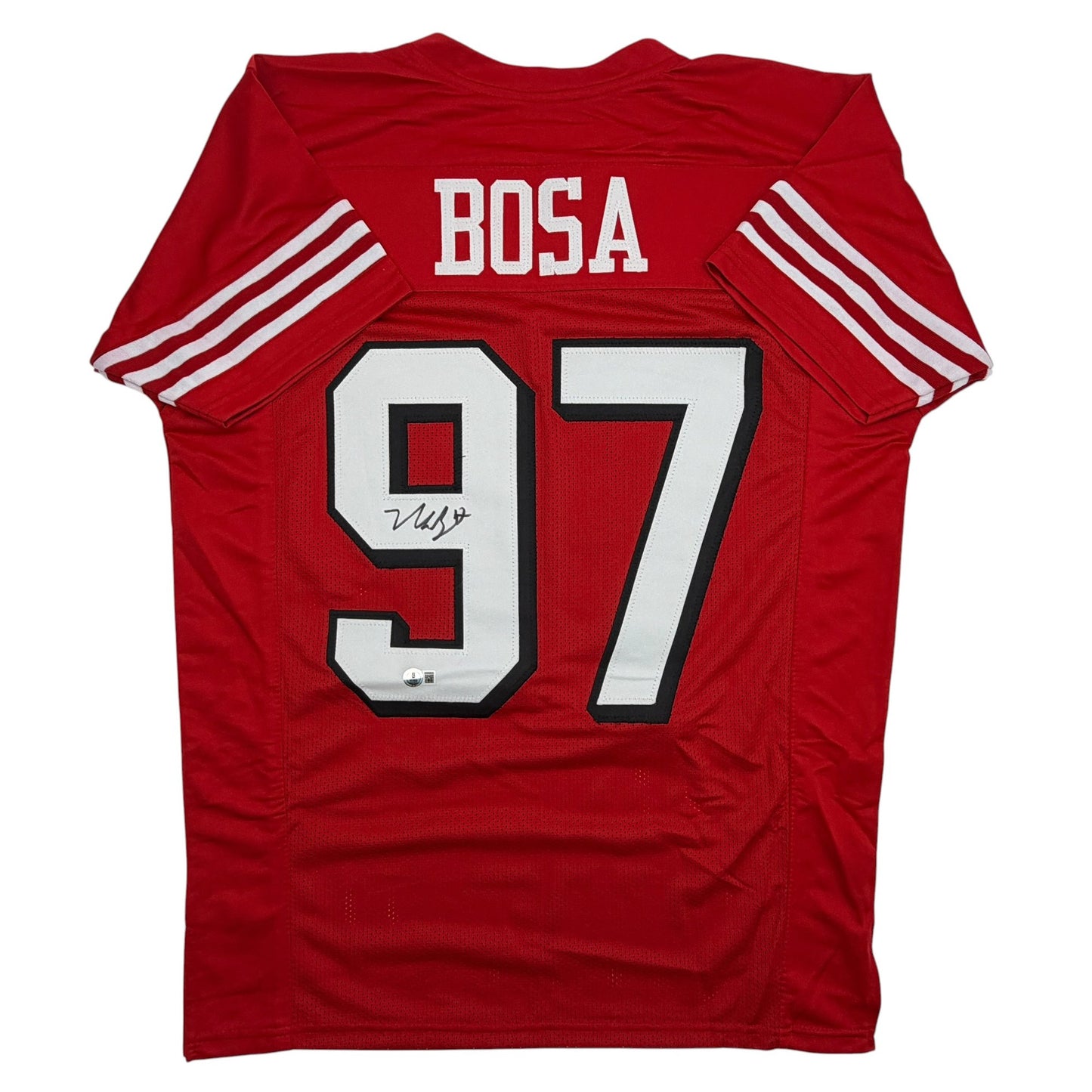 Autographed/Signed Nick Bosa San Francisco Red Alternate Football Jersey Beckett BAS COA