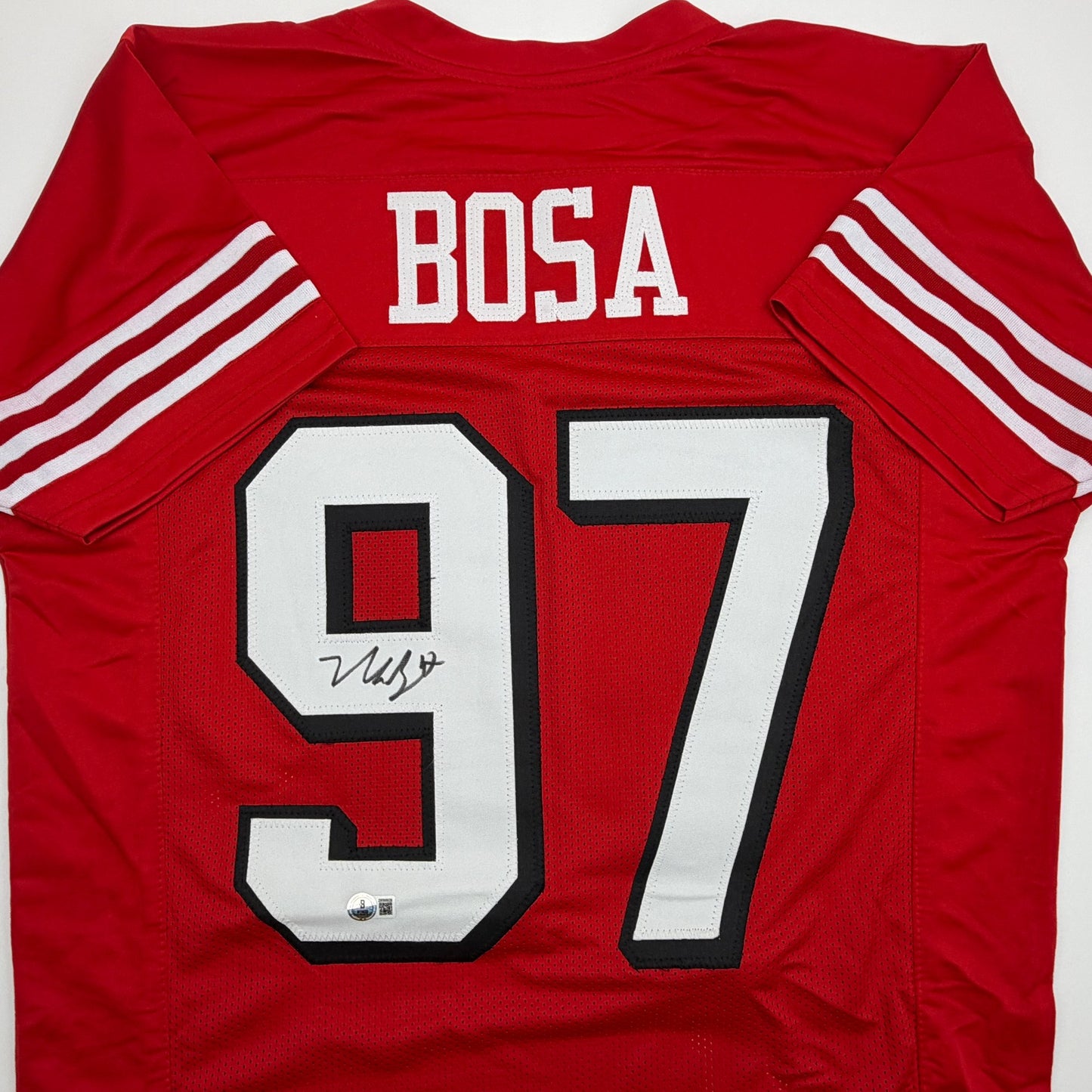 Autographed/Signed Nick Bosa San Francisco Red Alternate Football Jersey Beckett BAS COA