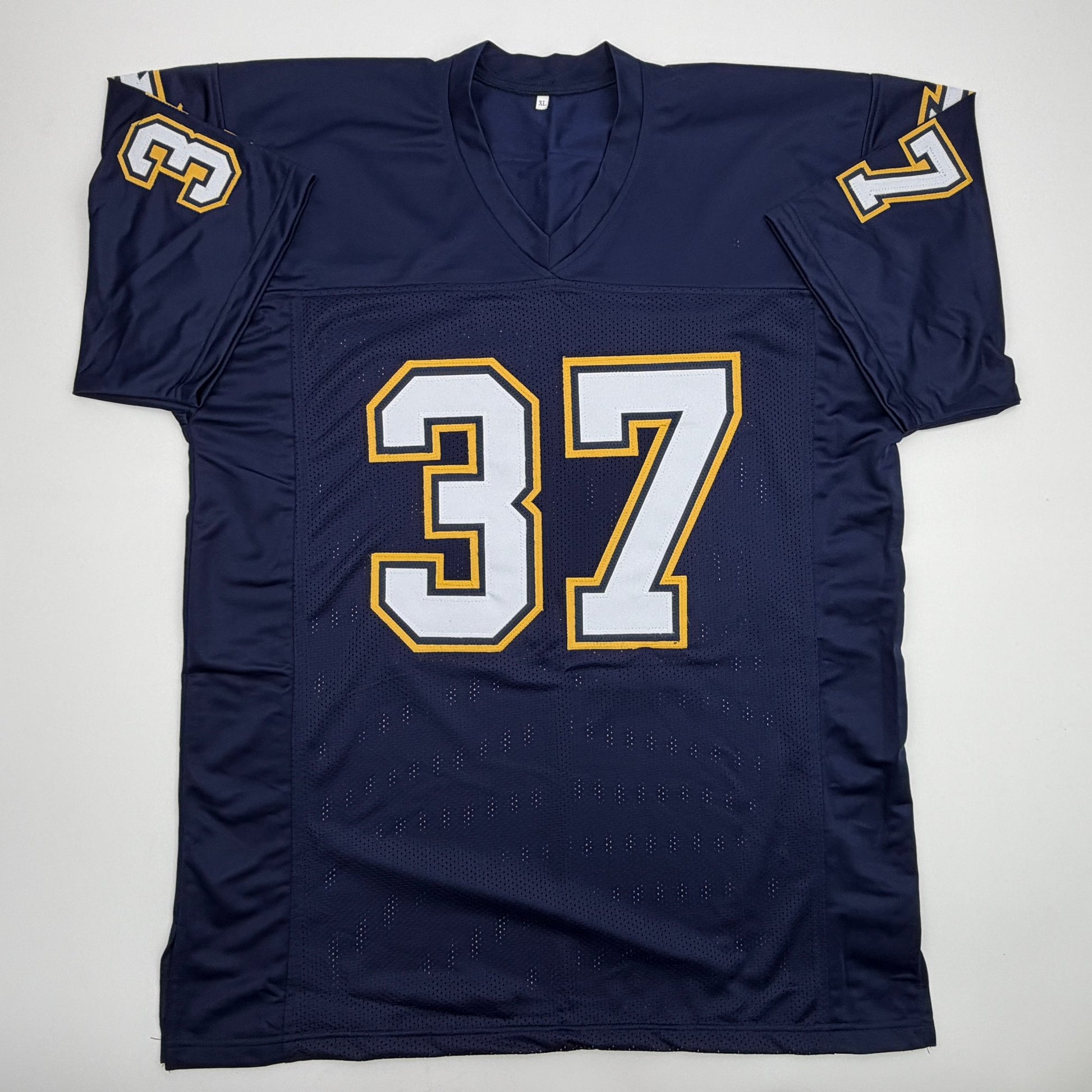 Autographed/Signed Rodney Harrison Los Angeles San Diego Navy Blue Football Jersey Beckett BAS COA