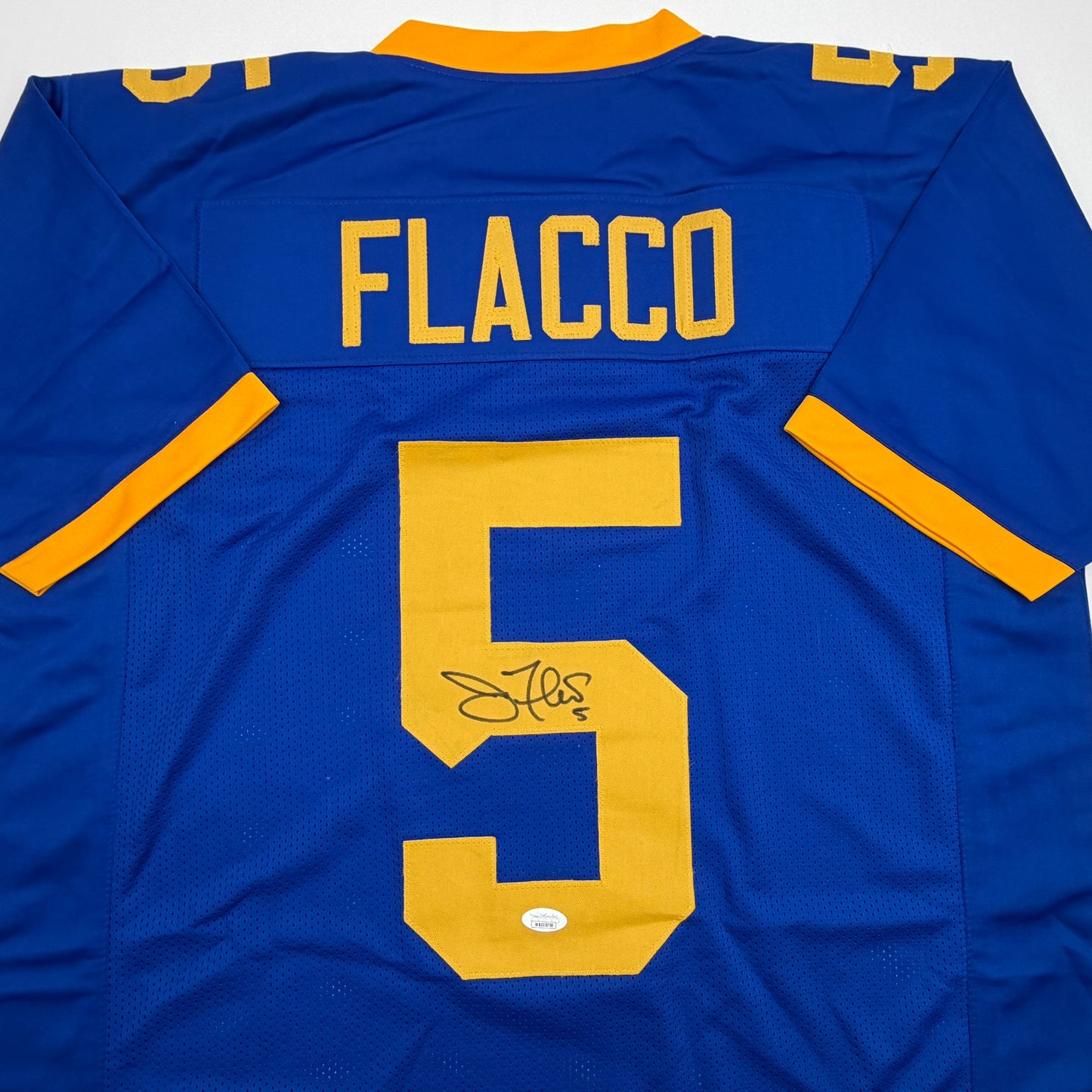 Autographed/Signed Joe Flacco Delaware Blue College Football Jersey JSA COA