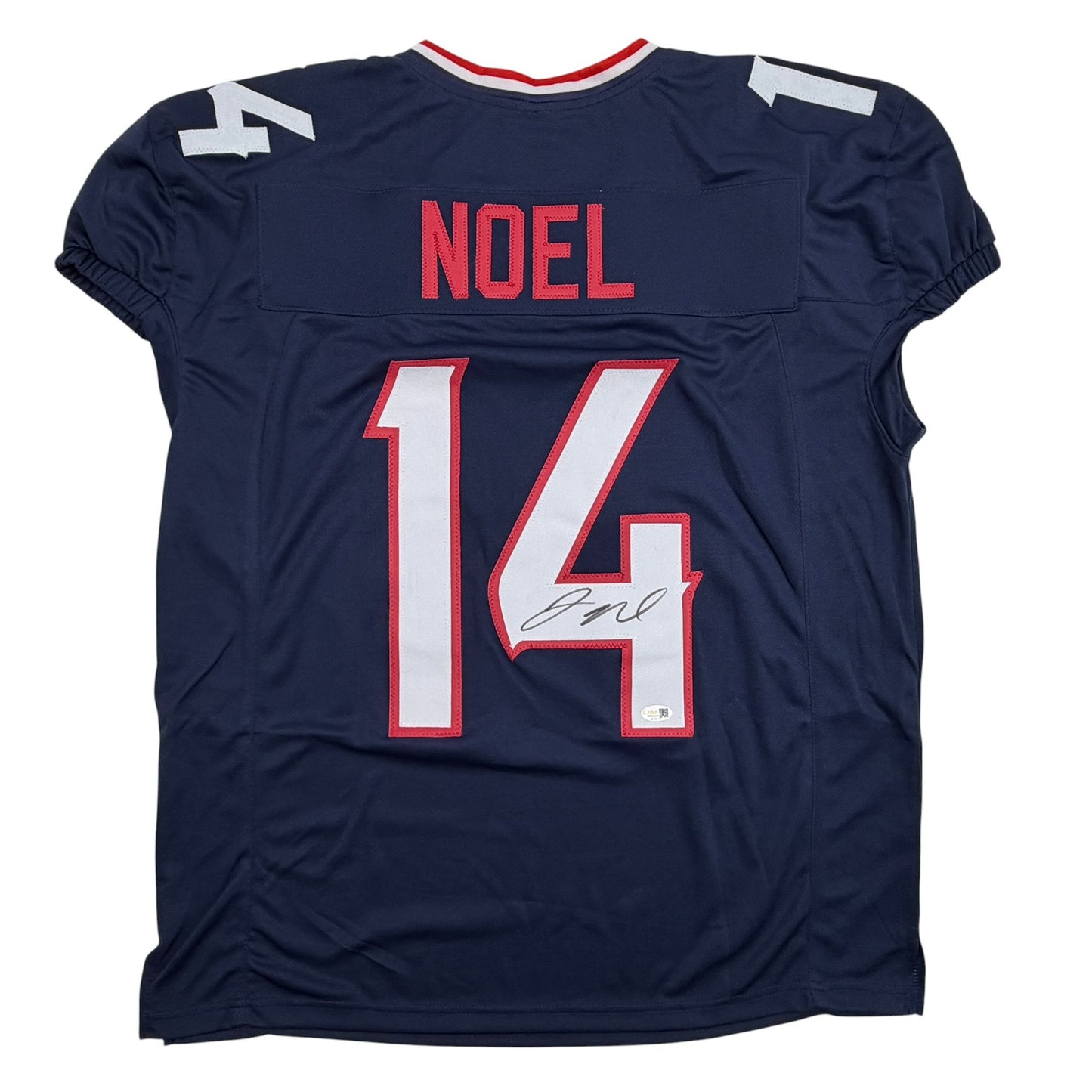Autographed/Signed Jaylin Noel Houston Navy Blue Pro Cut Football Jersey JSA COA