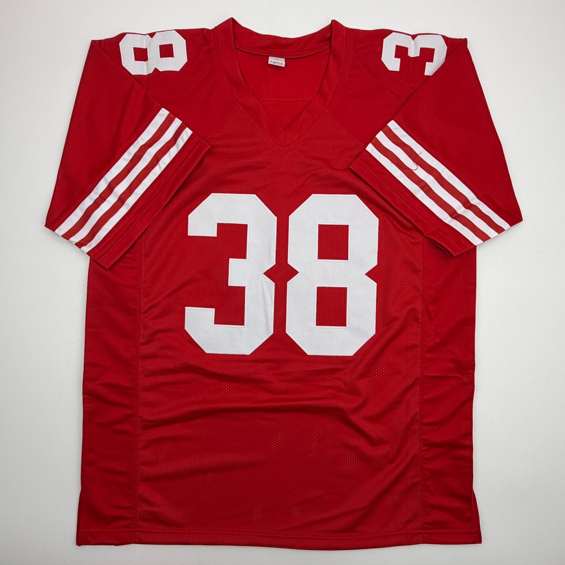Autographed/Signed Deommodore Lenoir San Francisco Red Football Jersey Beckett BAS COA