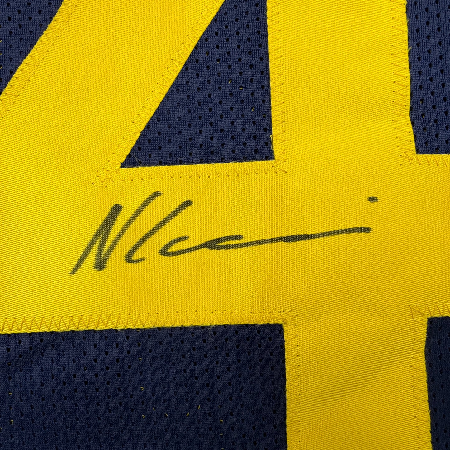 Autographed/Signed Nico Collins Michigan Blue College Football Jersey Beckett BAS COA