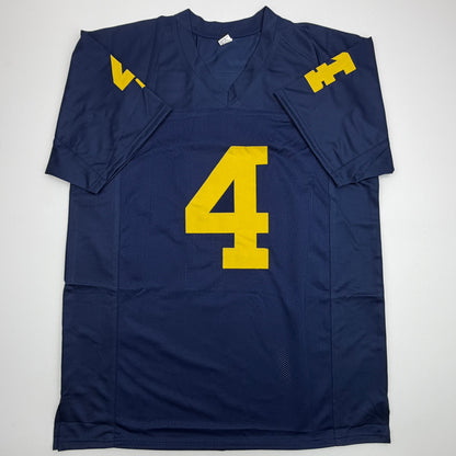 Autographed/Signed Nico Collins Michigan Blue College Football Jersey Beckett BAS COA