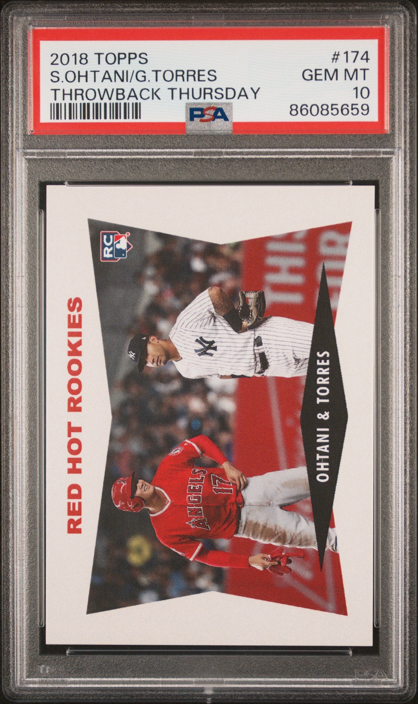 Graded 2018 Topps Shohei Ohtani Gleyber Torres #174 Throwback Thursday Rookie RC Baseball Card PSA 10 Gem Mint