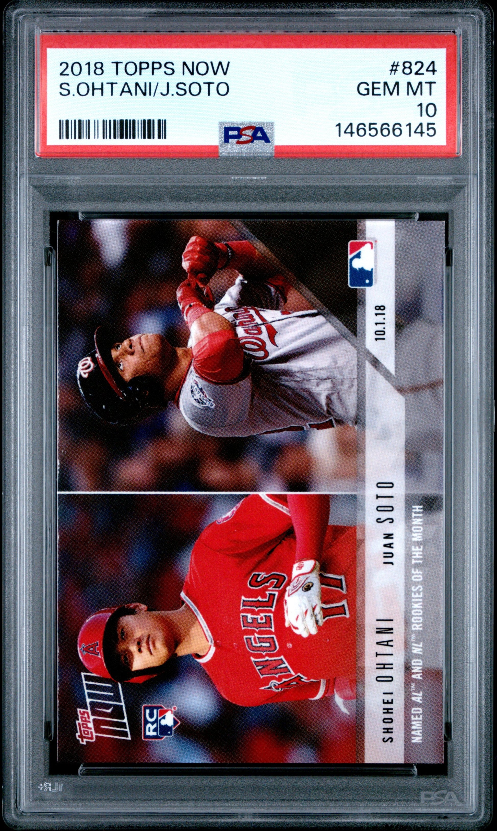 Graded 2018 Topps Now Shohei Ohtani & Juan Soto #824 AL & NL Rookies of the Month Rookie RC Baseball Card PSA 10 Gem Mint