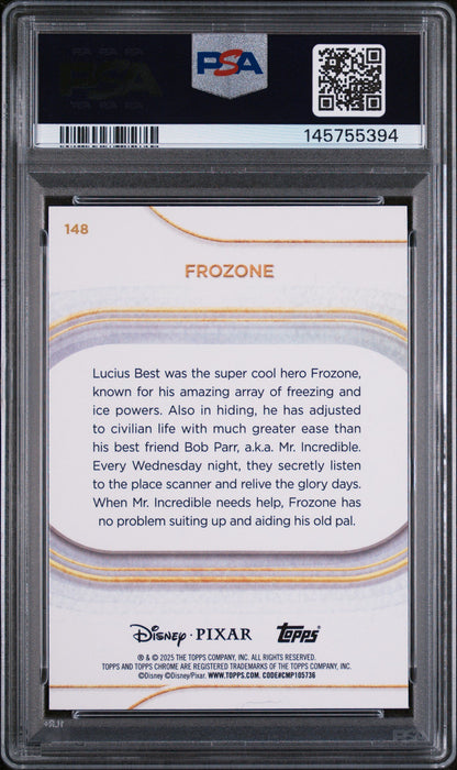 Graded 2025 Topps Chrome Disney Frozone #148 Mini Diamonds The Incredibles Trading Card PSA 10 Gem Mint