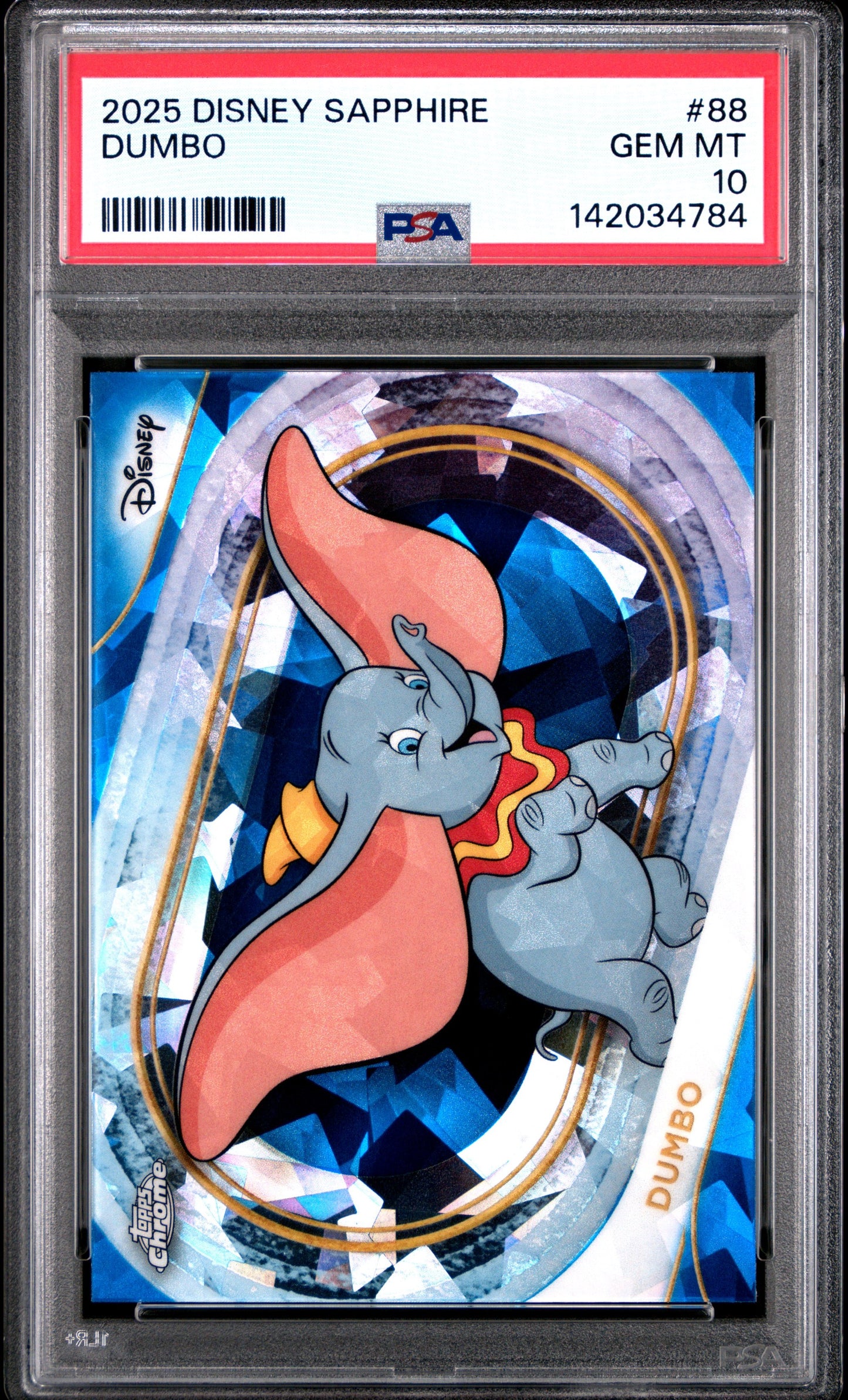 Graded 2025 Topps Chrome Disney Sapphire Dumbo #88 Trading Card PSA 10 Gem Mint