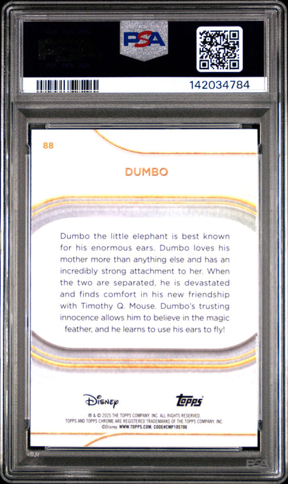 Graded 2025 Topps Chrome Disney Sapphire Dumbo #88 Trading Card PSA 10 Gem Mint