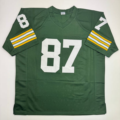 Autographed/Signed Willie Davis HOF 81 & SB Champs Green Bay Green Football Jersey PSA/DNA COA