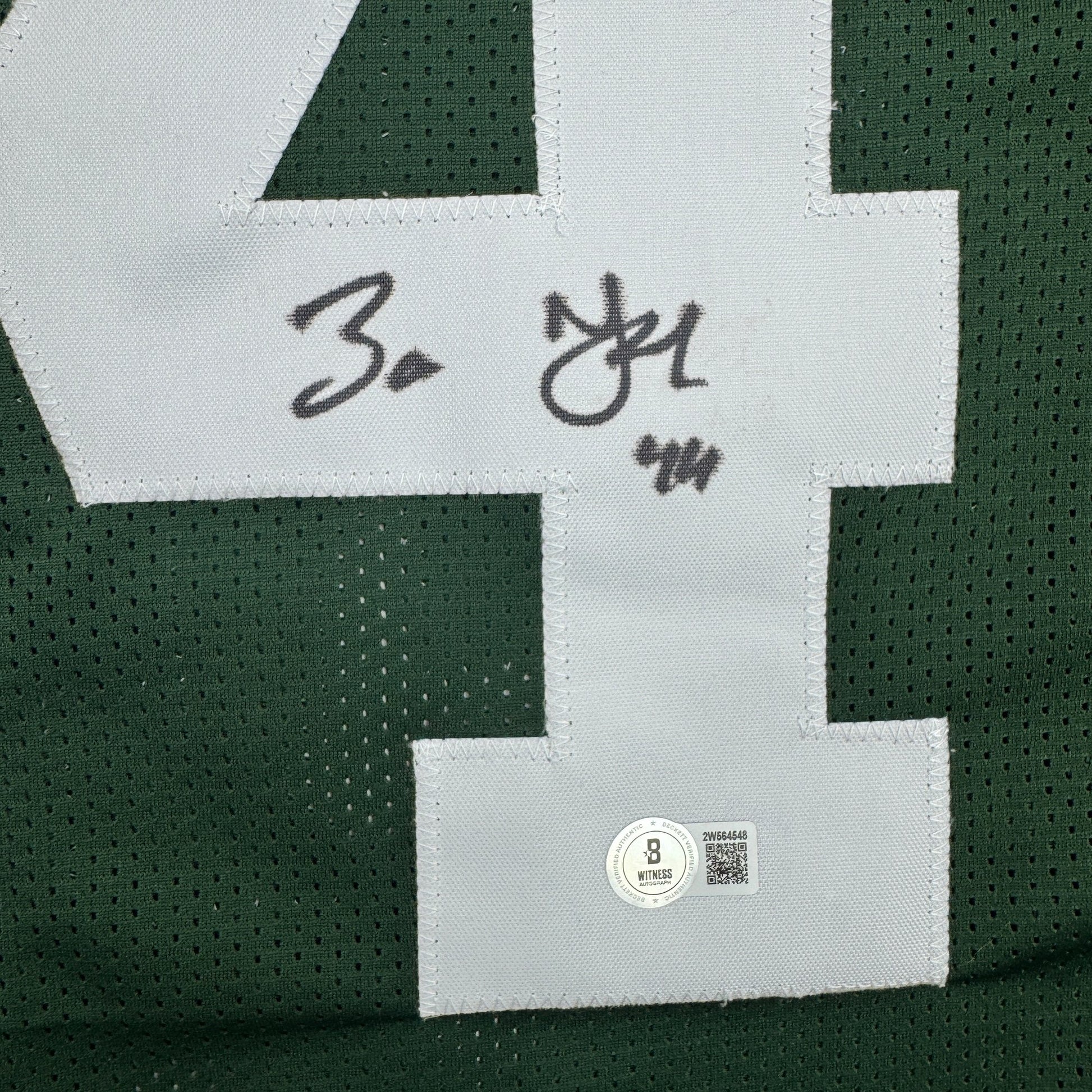 Autographed/Signed Zaire Franklin Green Bay Green Football Jersey Beckett BAS COA