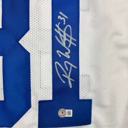 Autographed/Signed Roy Williams Dallas White Football Jersey Beckett BAS COA