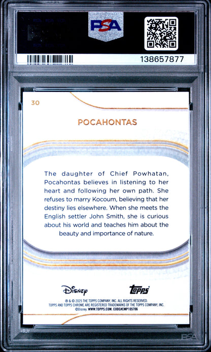 Graded 2025 Topps Chrome Disney Sapphire Pocahontas #30 Trading Card PSA 10 Gem Mint