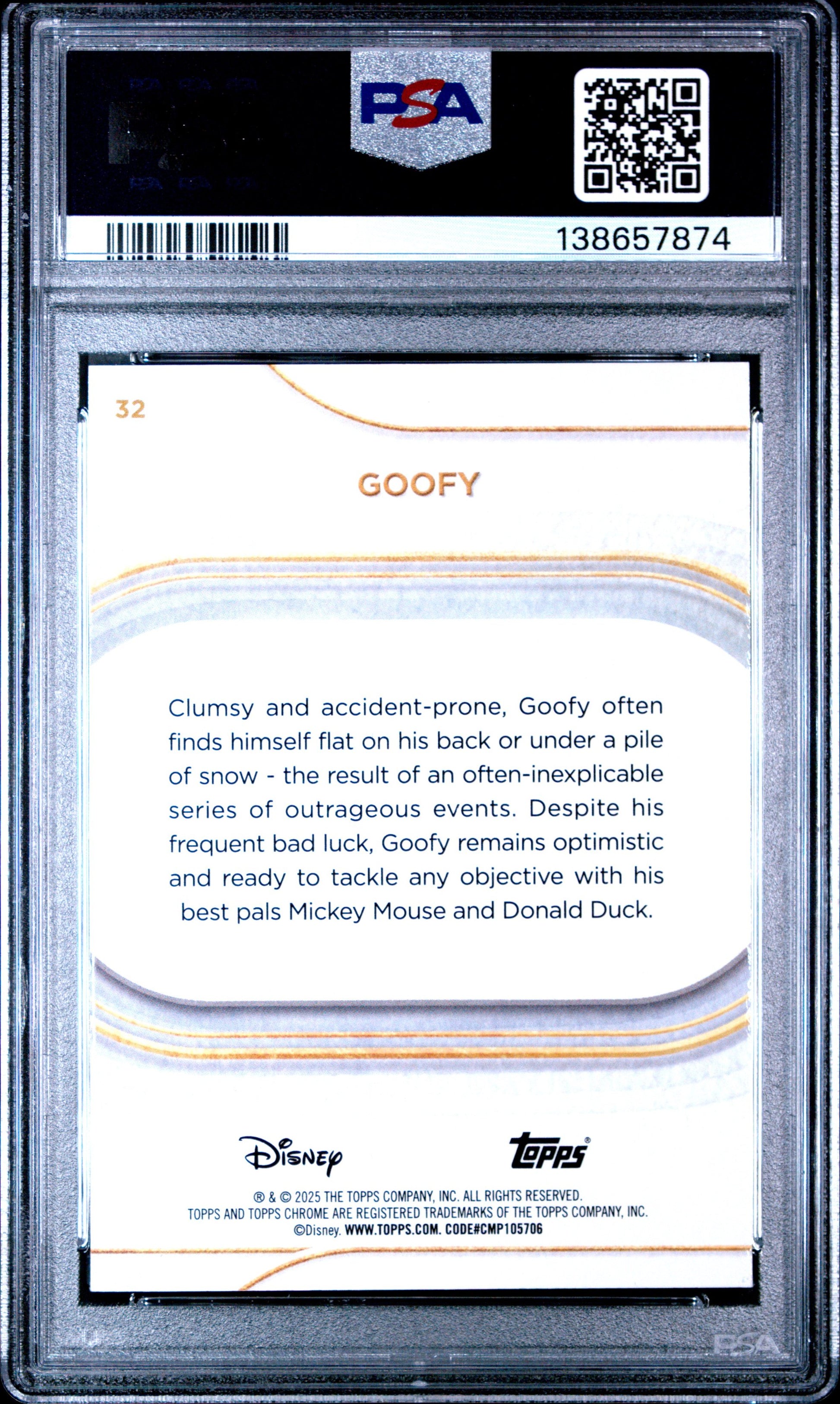 Graded 2025 Topps Chrome Disney Sapphire Goofy #30 Trading Card PSA 10 Gem Mint