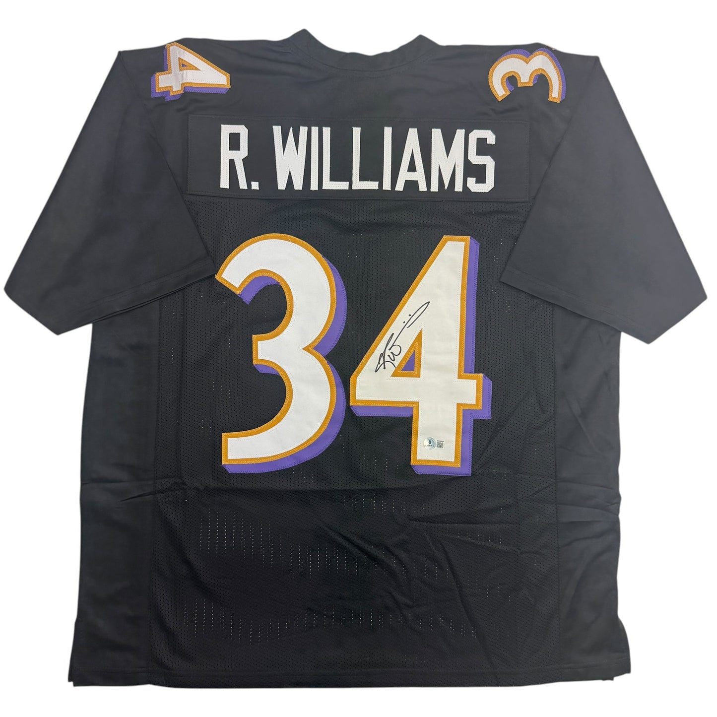 Autographed/Signed Ricky Williams Baltimore Black Football Jersey Beckett BAS COA