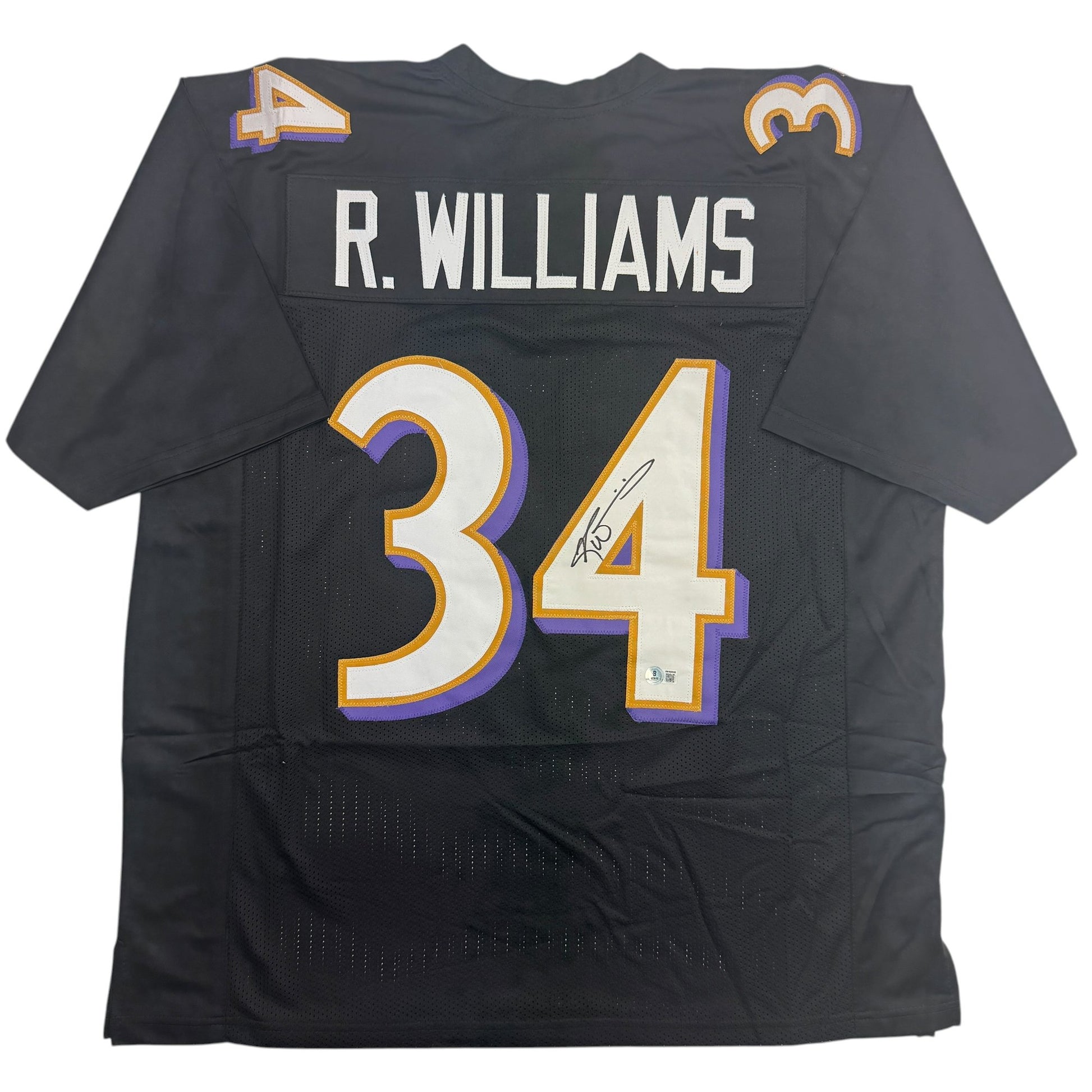 Autographed/Signed Ricky Williams Baltimore Black Football Jersey Beckett BAS COA