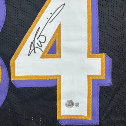Autographed/Signed Ricky Williams Baltimore Black Football Jersey Beckett BAS COA