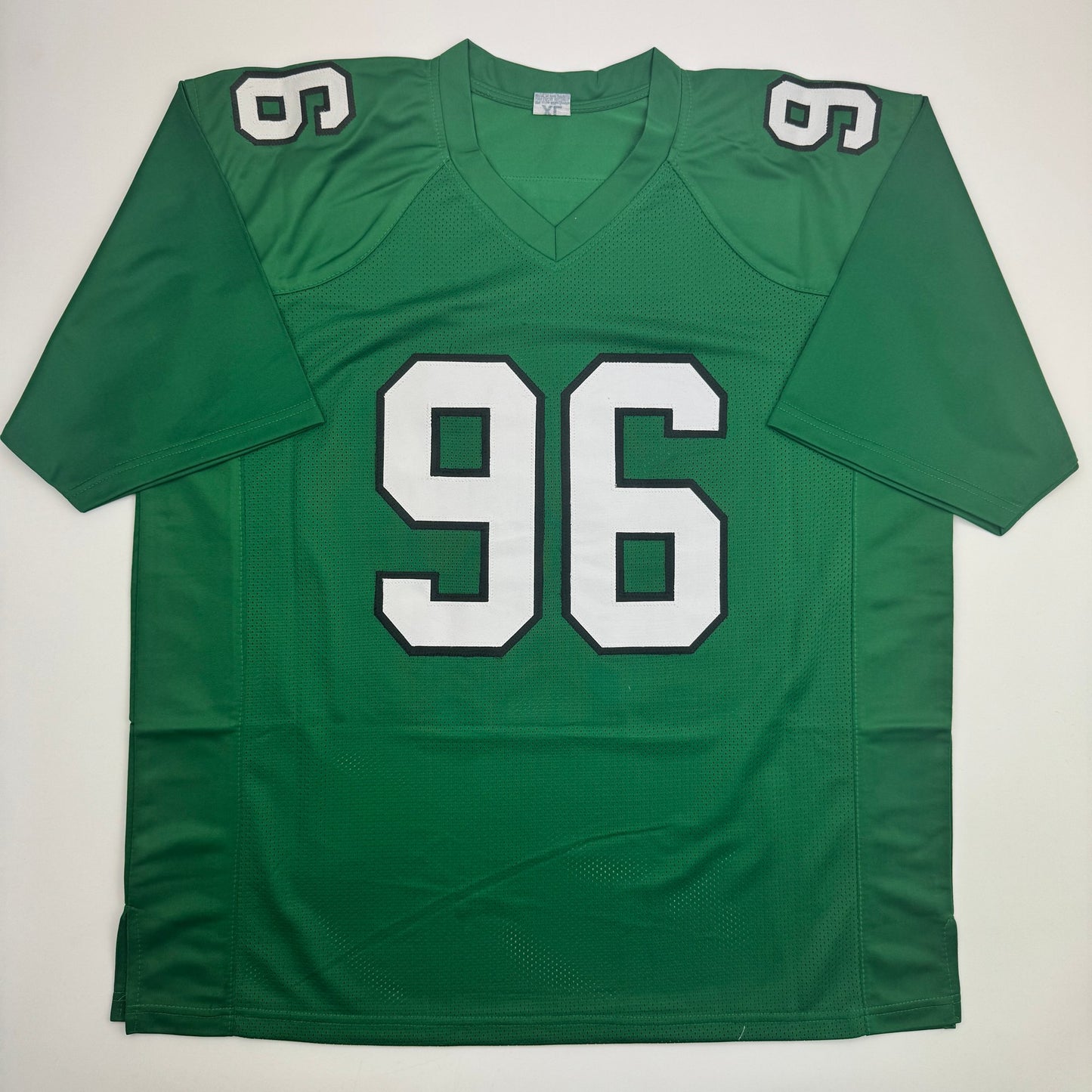 Autographed/Signed Clyde Simmons Philadelphia Kelly Green Football Jersey Beckett BAS COA