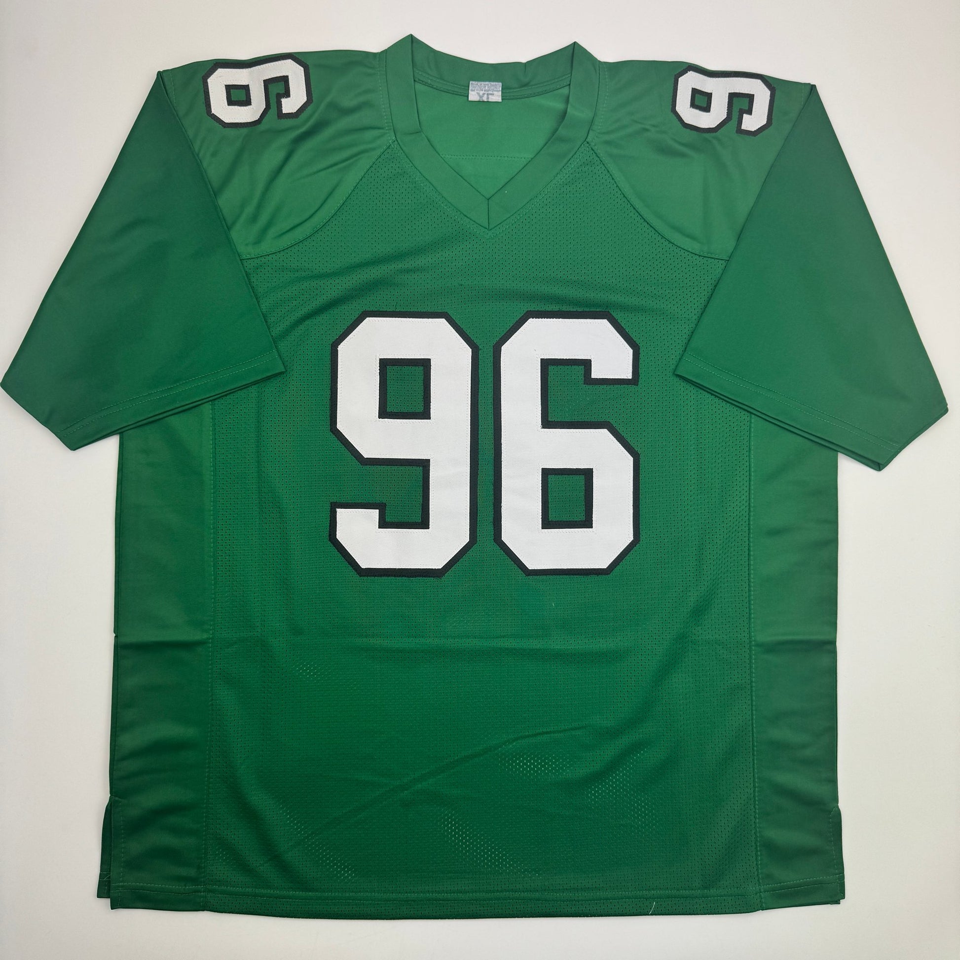 Autographed/Signed Clyde Simmons Philadelphia Kelly Green Football Jersey Beckett BAS COA