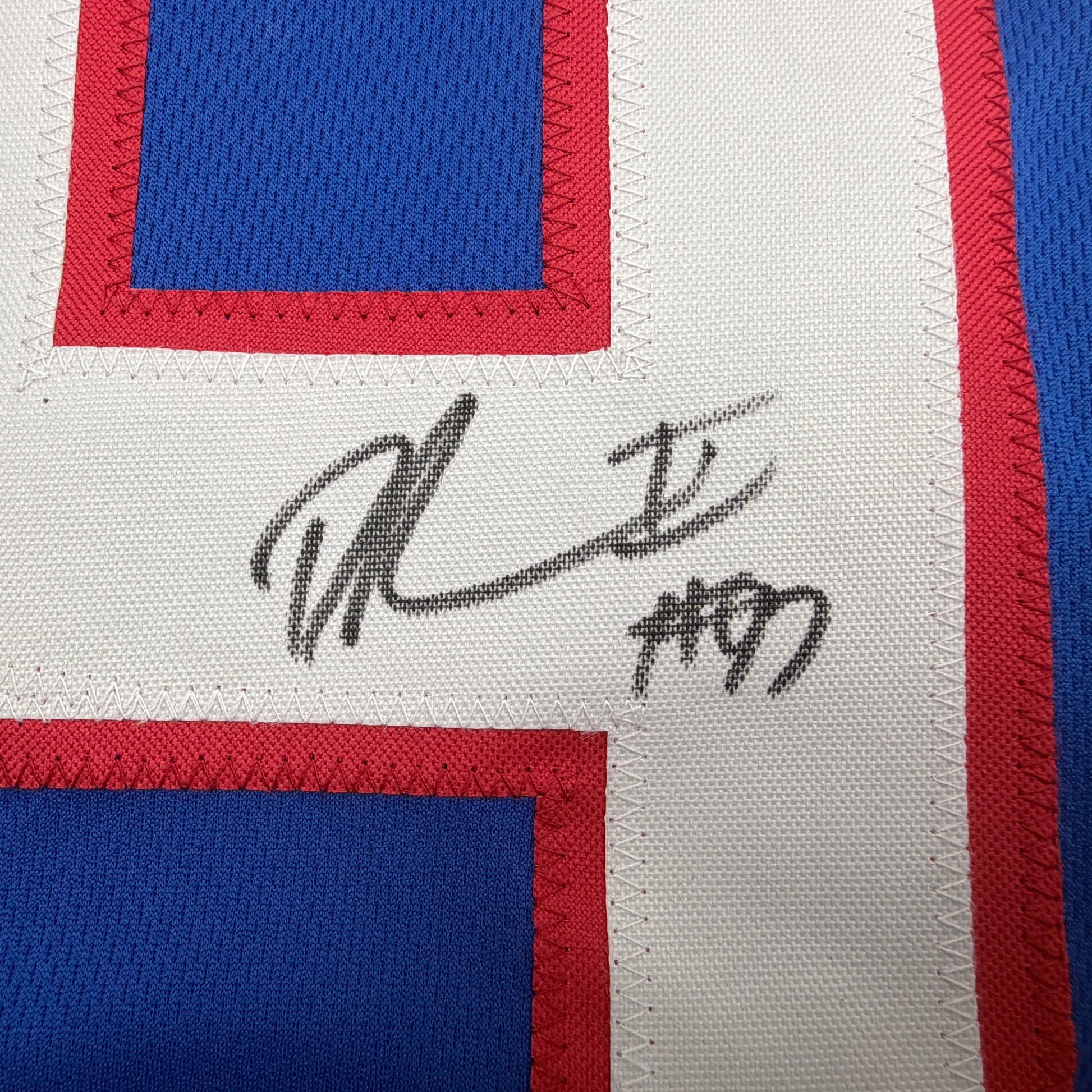 Autographed/Signed Dexter Lawrence II New York Blue Retro Pro Cut Football Jersey Beckett BAS COA