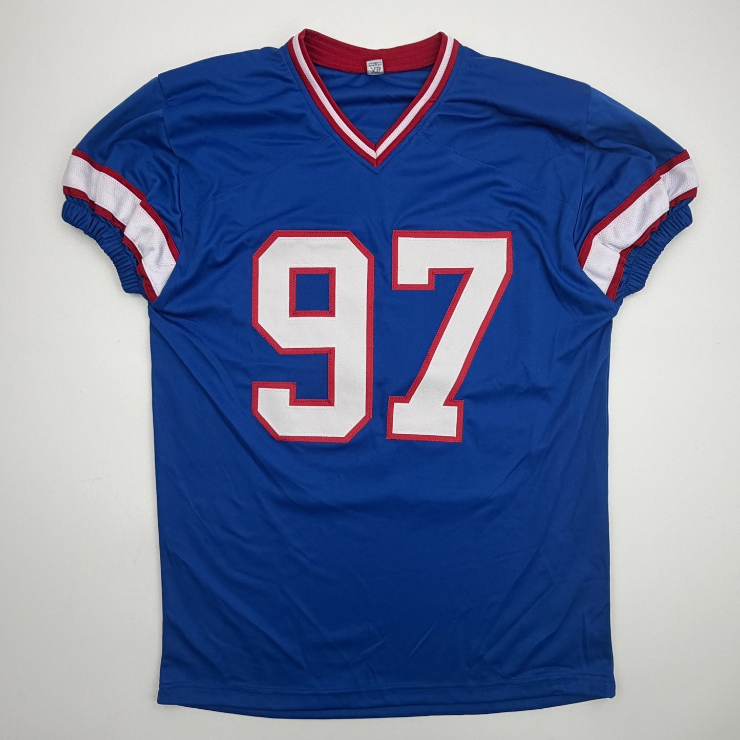 Autographed/Signed Dexter Lawrence II New York Blue Retro Pro Cut Football Jersey Beckett BAS COA