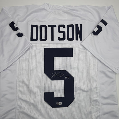 Autographed/Signed Jahan Dotson Penn State White College Football Jersey Beckett BAS COA