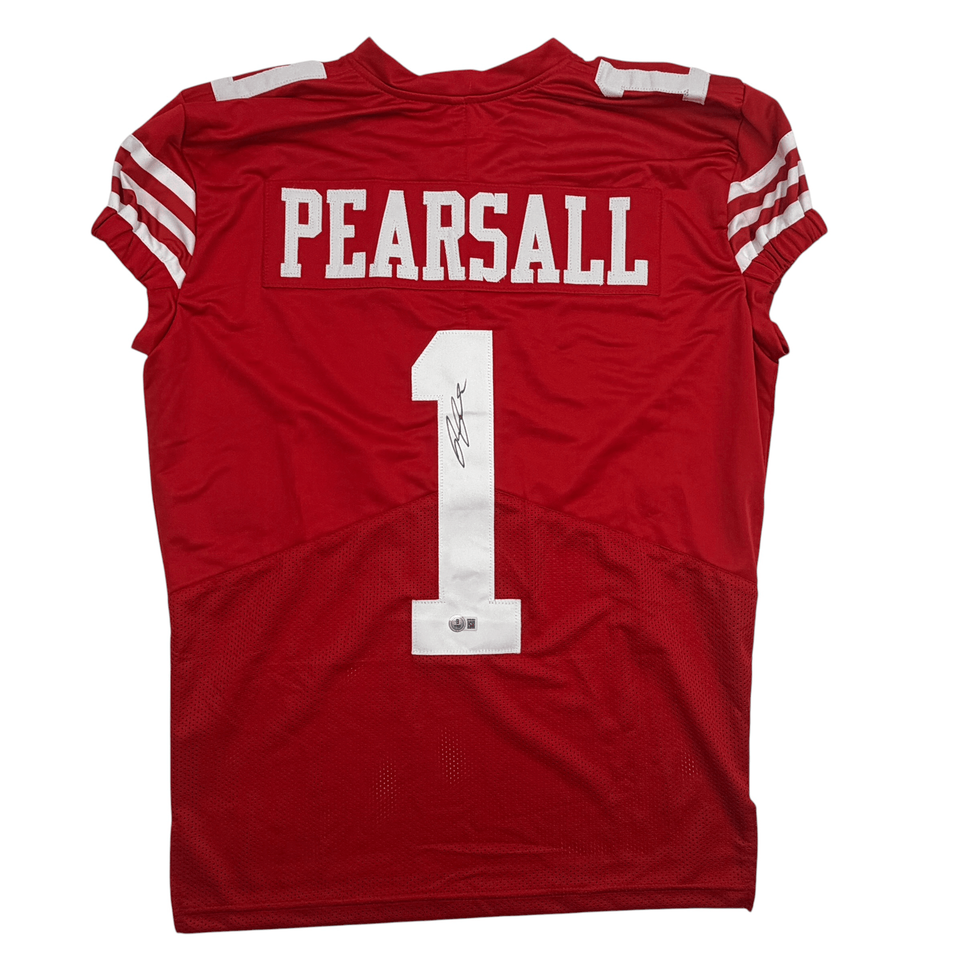 Autographed/Signed Ricky Pearsall San Francisco Red Pro Cut Football Jersey Beckett BAS COA