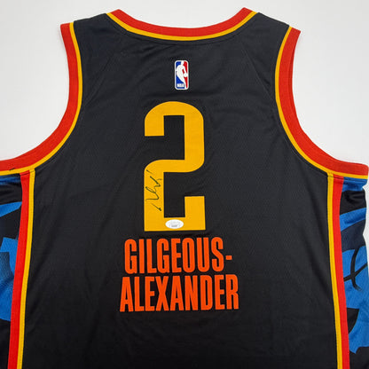 Autographed/Signed Shai Gilgeous-Alexander SGA Oklahoma City OKC Thunder Black City Edition Authentic Basketball Jersey JSA COA