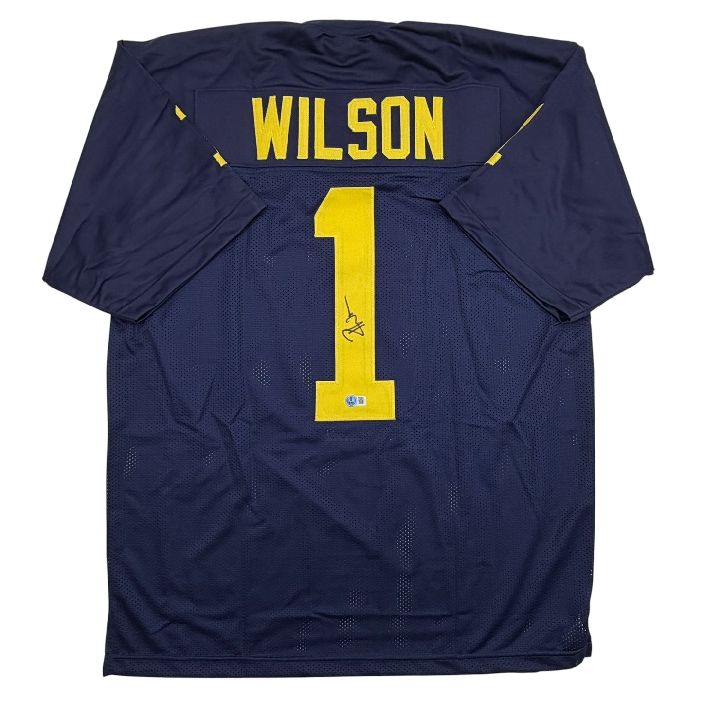 Autographed/Signed Roman Wilson Michigan Blue College Football Jersey Beckett BAS COA