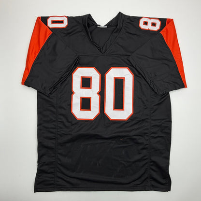 Autographed/Signed Peter Warrick Cincinnati Black Football Jersey Beckett BAS COA