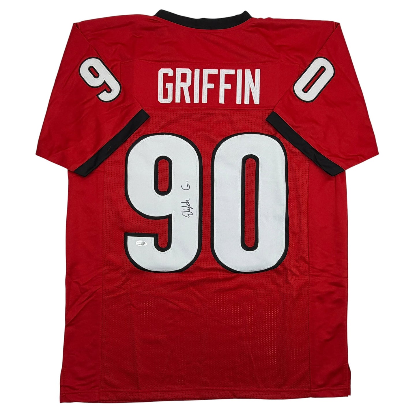 Autographed/Signed Elijah Griffin Georgia Red College Football Jersey Beckett BAS COA