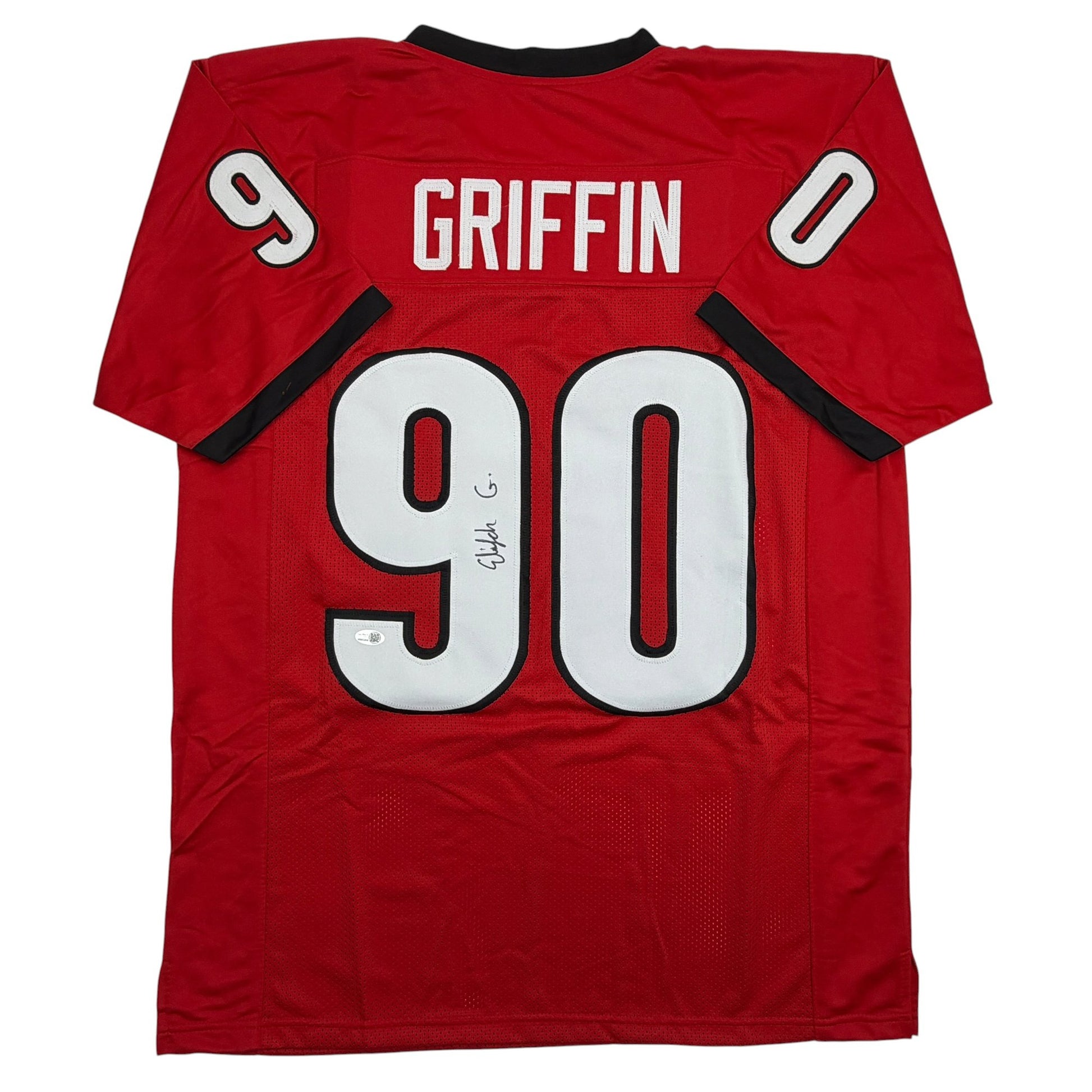 Autographed/Signed Elijah Griffin Georgia Red College Football Jersey Beckett BAS COA