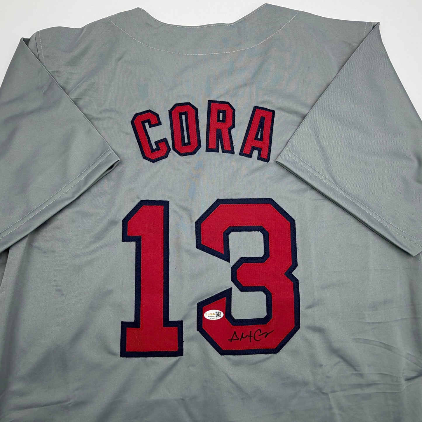Autographed/Signed Alex Cora Boston Grey Baseball Jersey JSA COA