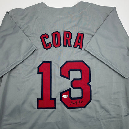 Autographed/Signed Alex Cora Boston Grey Baseball Jersey JSA COA