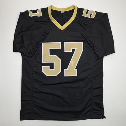 Autographed/Signed Rickey Jackson New Orleans Black Football Jersey Beckett BAS COA