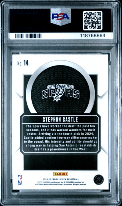 Graded 2024 Panini Prizm Stephon Castle #14 Talisman Rookie RC Basketball Card PSA 10 Gem Mint