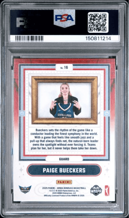Graded 2025 Panini Donruss WNBA Paige Bueckers #16 Franchise Features Rookie RC Basketball Card PSA 10 Gem Mint