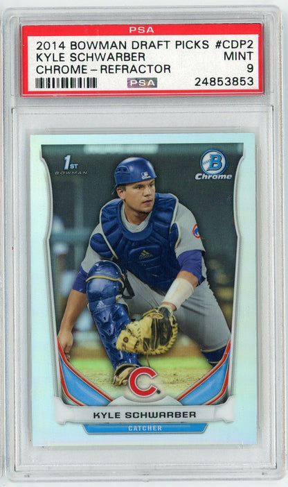 Graded 2014 Bowman Draft Picks Kyle Schwarber #CDP2 Chrome Refractor 1st Bowman Rookie RC Baseball Card PSA 9 Mint