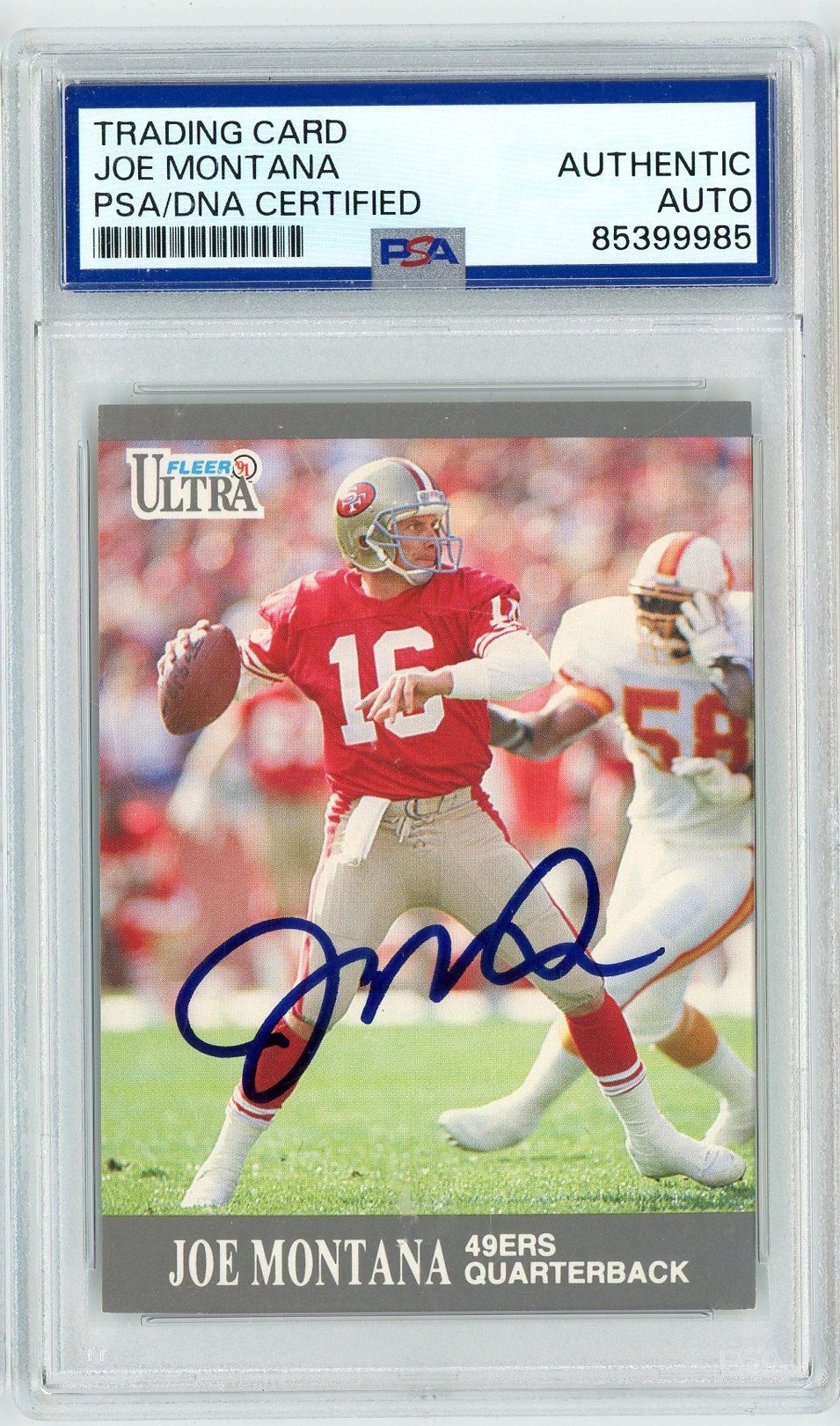 Graded 1991 Fleer Ultra Joe Montana #251 Signed Autographed Football Trading Card PSA/DNA Authentic